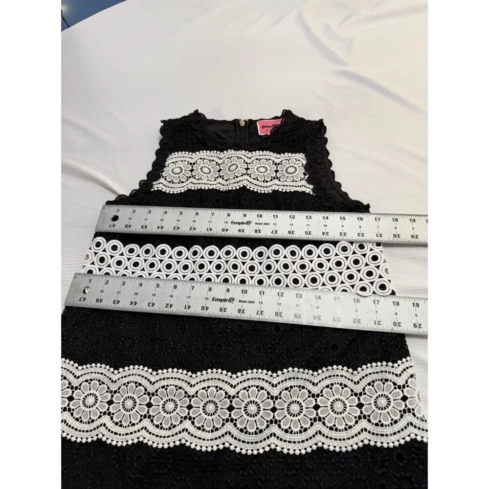 KATE SPADE Dot Lace Floral Black and White Shift Dress Size 2